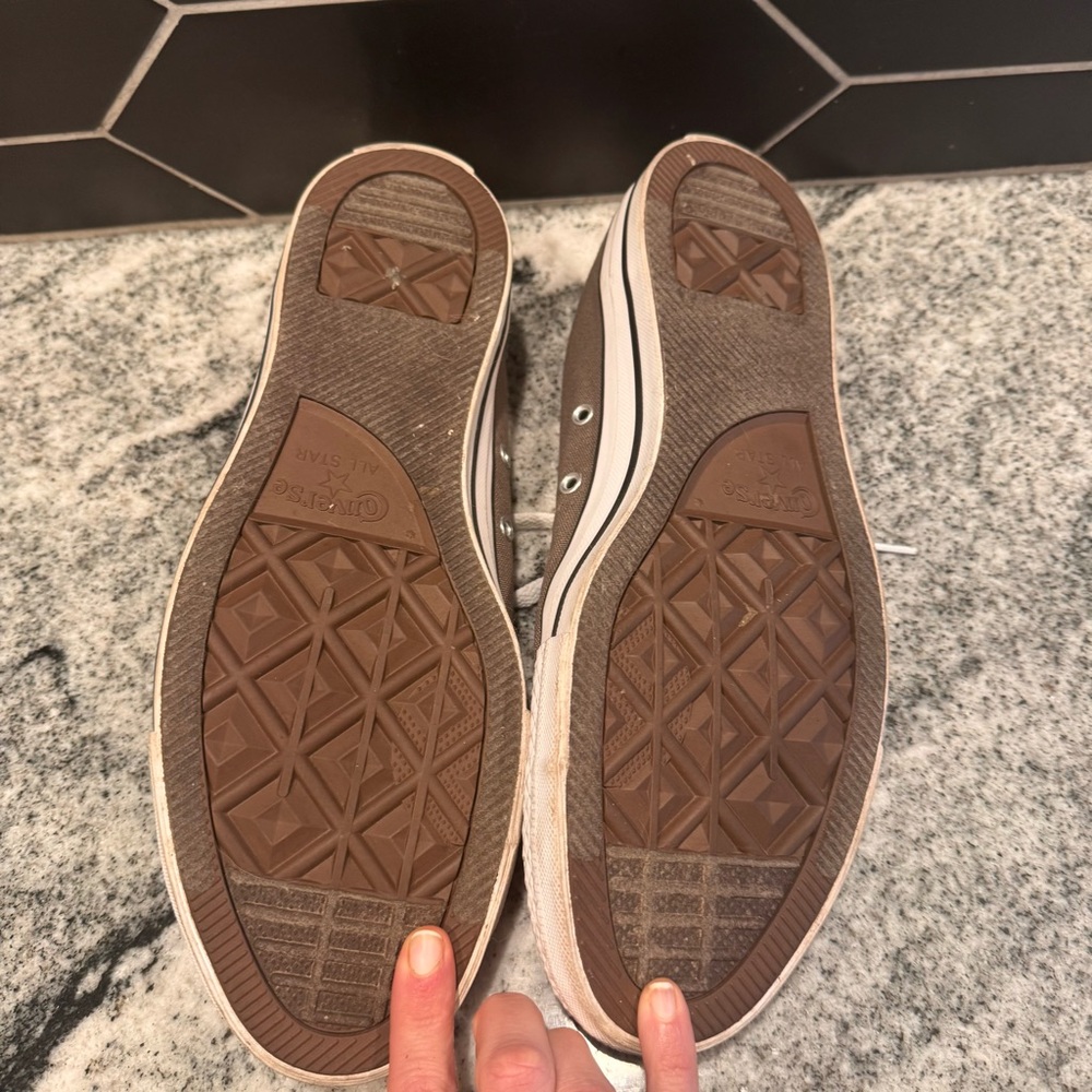 Converse Low Top Canvas Sneakers in Taupe with White Accents - Picture 6 of 7